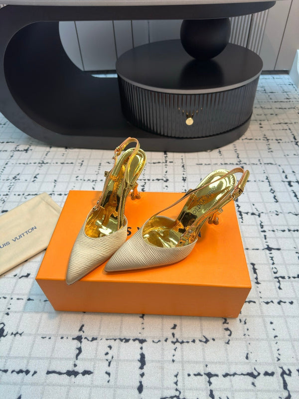 LV Blossom Slingback Pump 95mm Beige Pelle di agnello