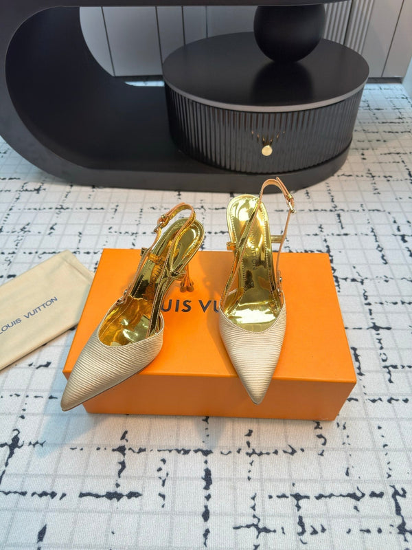 LV Blossom Slingback Pump 95mm Beige Pelle di agnello