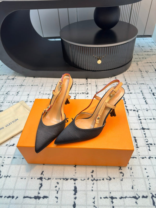 LV Blossom Slingback Pump 95mm Black Lambskin