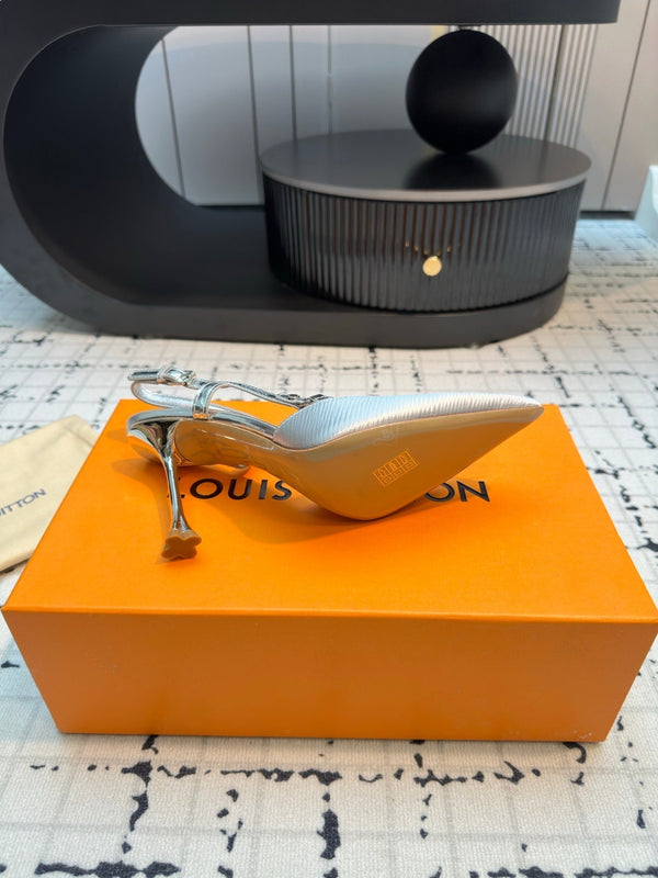 LV Blossom Slingback Pump 95mm Pelle di agnello bianca