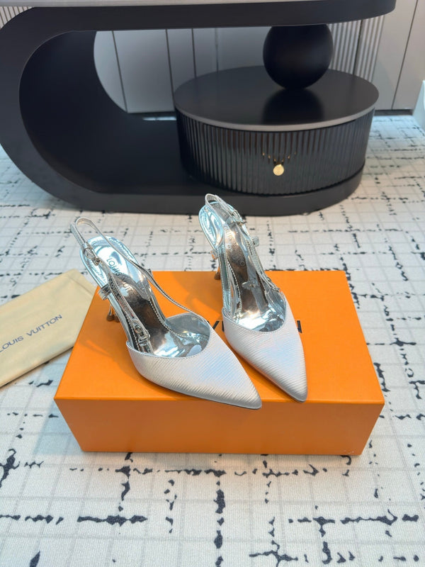 LV Blossom Slingback Pump 95mm Pelle di agnello bianca