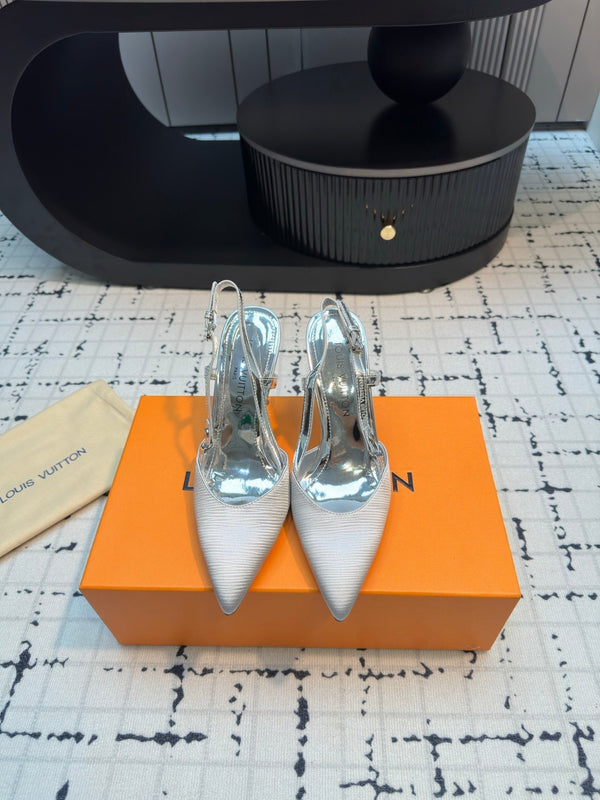 LV Blossom Slingback Pump 95mm Pelle di agnello bianca