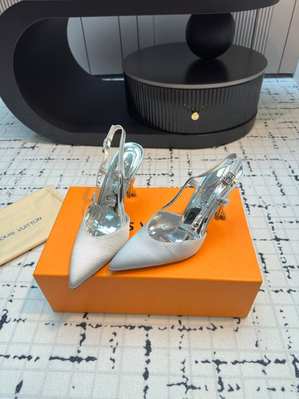 LV Blossom Slingback Pump 95mm Pelle di agnello bianca