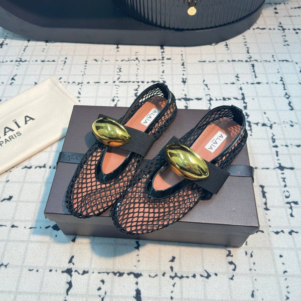 Ballerine Alaila in tessuto a rete nero 895241