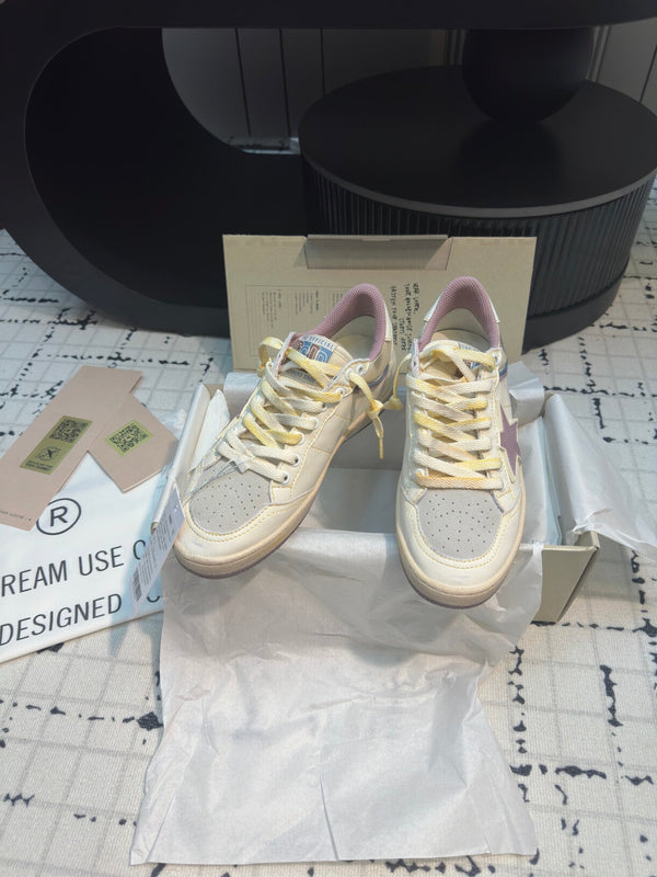 BALL STAR SNEAKERS WHITE CALFSKIN WITH HURRICANE PURPLE STAR