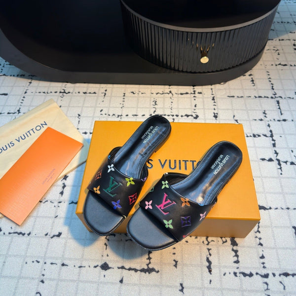 LV Mule plate 6AM LV x TM Nero con Monogramma Multicolore Pelle 218904