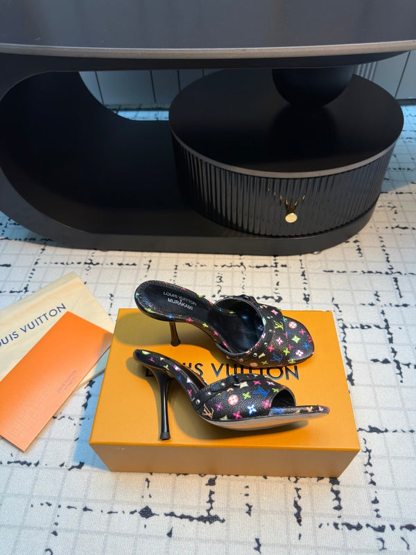 LV Mule 6AM LV x TM 95mm Nero con Monogramma Multicolore Pelle 218906