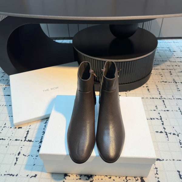 The Row Zipped Ankle Boots 50mm Burnt Earth Calfskin 429314