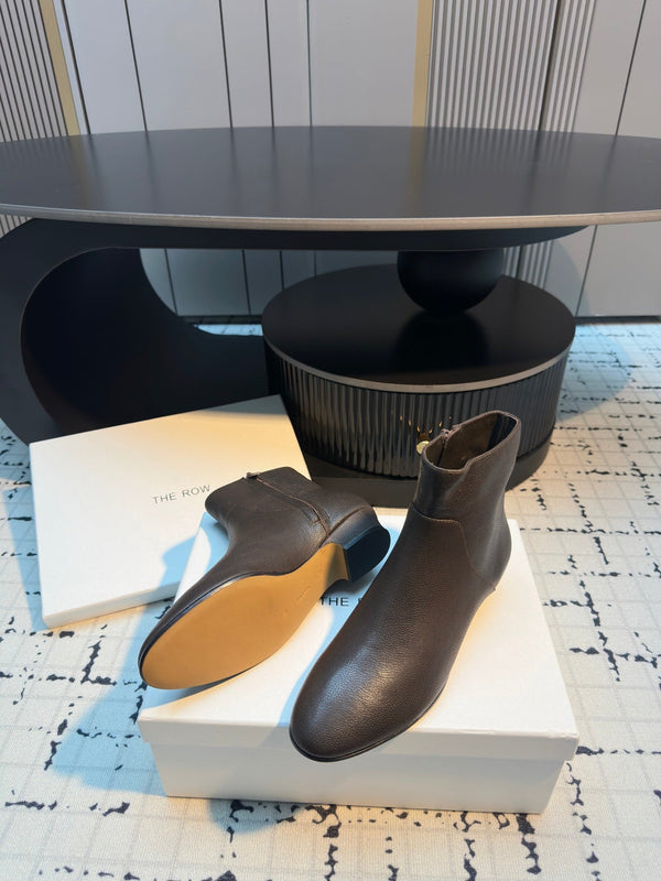 Stivaletti con cerniera The Row 50mm Pelle di vitello color terra bruciata 429314