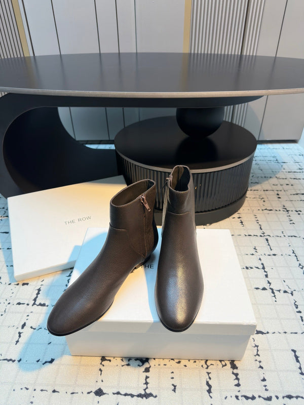 Stivaletti con cerniera The Row 50mm Pelle di vitello color terra bruciata 429314