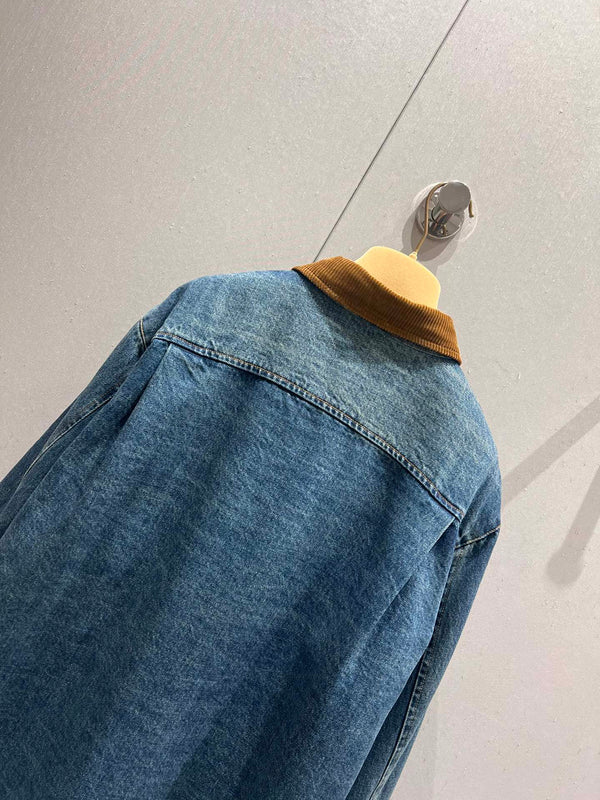 Miu Miu Denim Jacket Blue Brown Cotton 206450