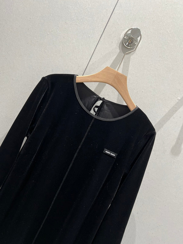 Miu Miu 25 Velvet Dress Black Polyester Fiber