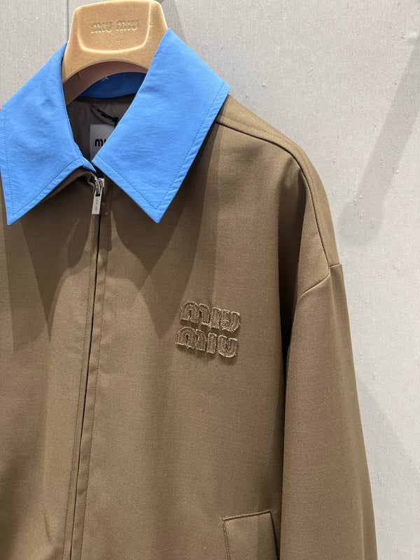 Miu Miu Jacket Brown Blue Wool 209261