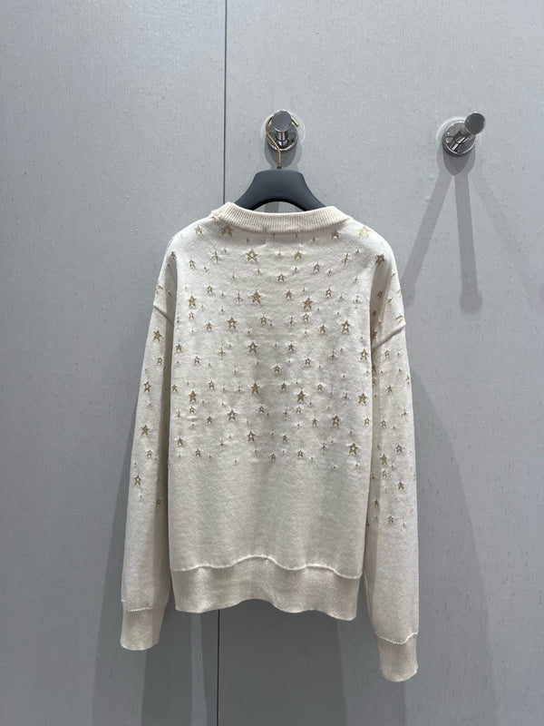 CD Star Sweater Beige Cashmere Jacquard 209709