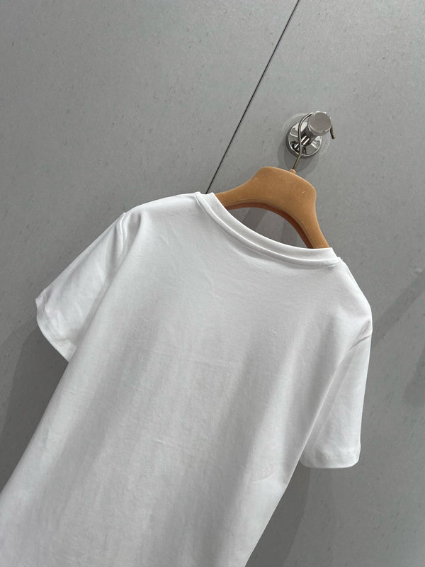 Miu Miu 25 beaded sequined flower short-sleeved T-shirt White Cotton 210497