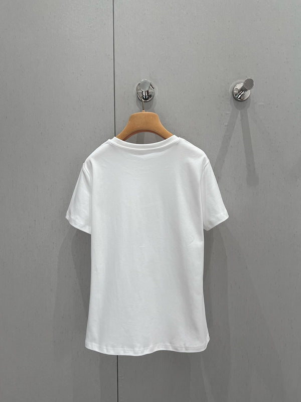 Miu Miu 25 beaded sequined flower short-sleeved T-shirt White Cotton 210497