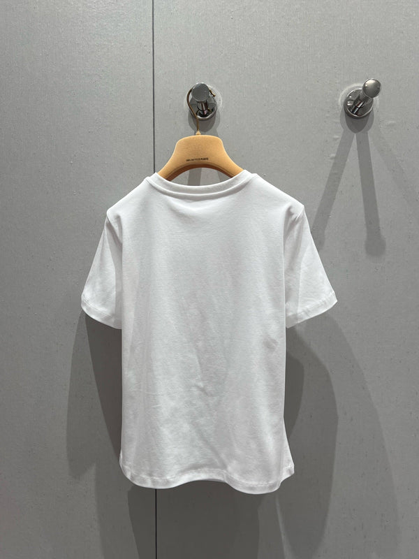 Miu Miu 25 Beaded Short Sleeve T-shirt White Red Cotton 210556