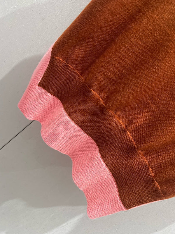 Miu Miu 25 Two-piece Vest Polo short-sleeved Knitted Top Pink Brown Wool 210563