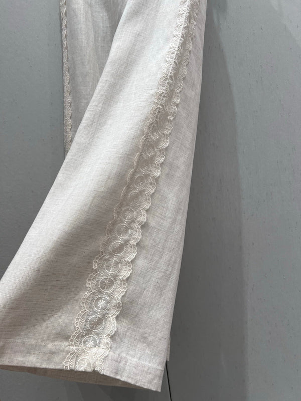 CD 2025 Straight Trouser White Linen Tencel 216454