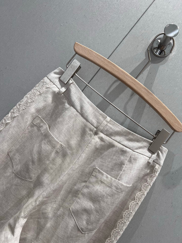 CD 2025 Straight Trouser White Linen Tencel 216454