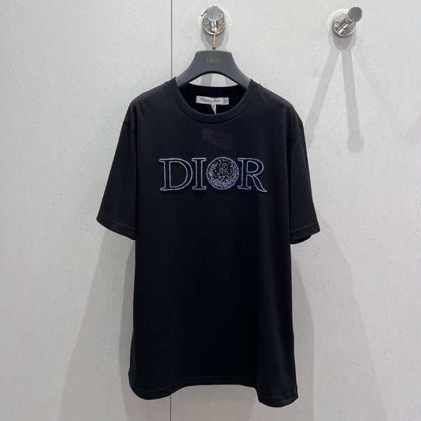 CD 25 Embroidered Grass Cat Short Sleeve Black cotton 217452