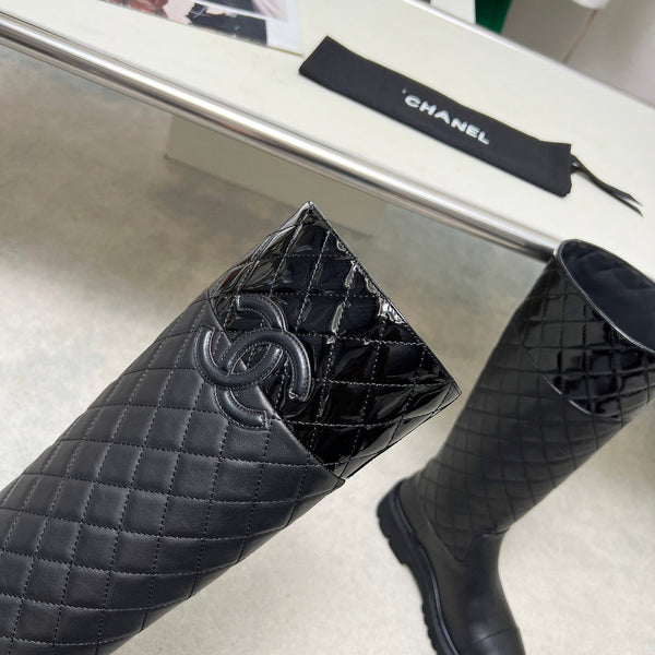 CC Classic Knee High Boots Quited Black Sheepskin 529336