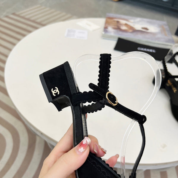 CC Pointed Toe Sandals Black Suede