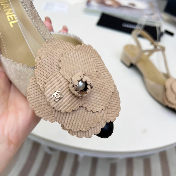 CC Pointed Toe Sandals Beige Suede