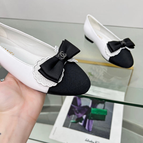 CC Ballet Flats White Lambskin