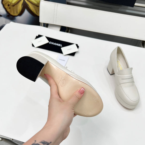 CC Platform Loafers 70mm White Sheepskin 459434