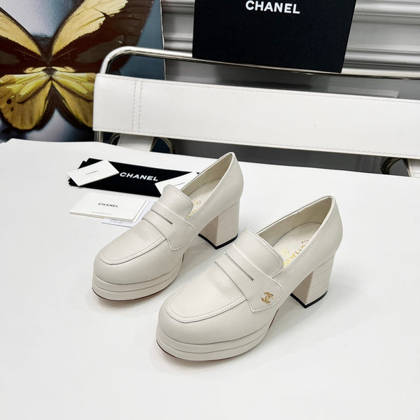 CC Platform Loafers 70mm White Sheepskin 459434