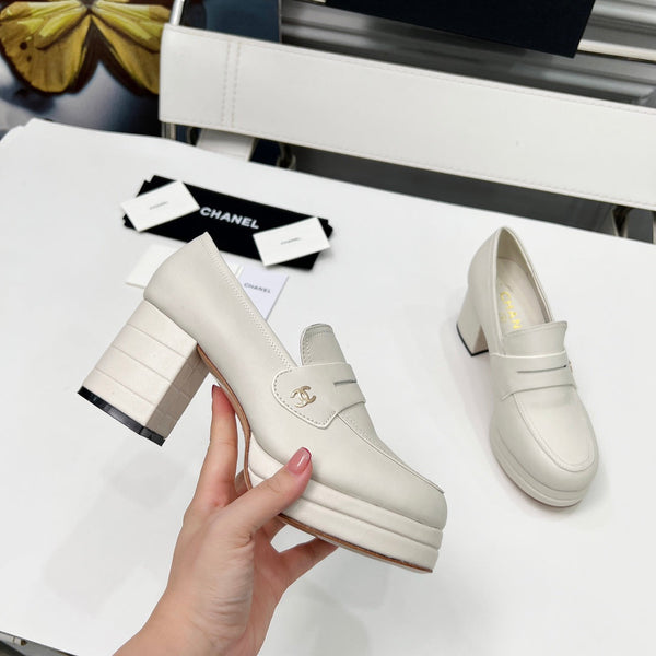 CC Platform Loafers 70mm White Sheepskin 459434