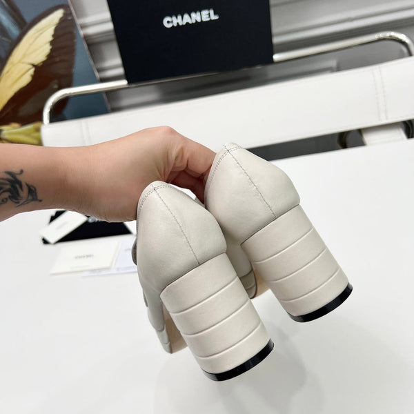 CC Platform Loafers 70mm White Sheepskin 459434