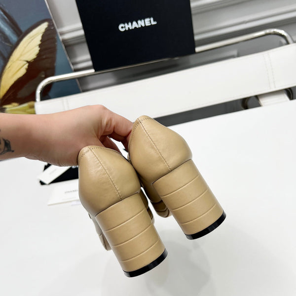 CC Platform Loafers 70mm Light Beige Sheepskin 459435