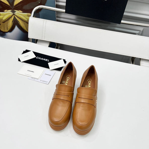 CC Platform Loafers 70mm Brown Sheepskin 459436