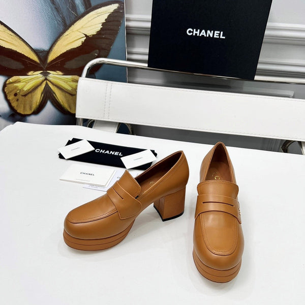 CC Platform Loafers 70mm Brown Sheepskin 459436