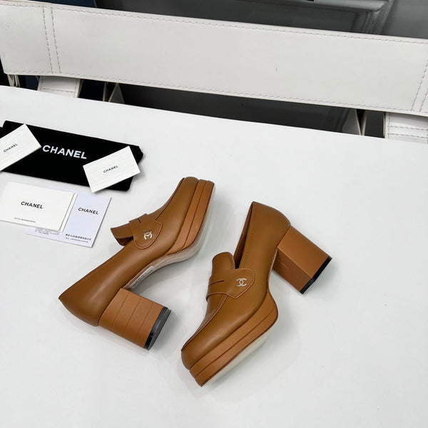 CC Platform Loafers 70mm Brown Sheepskin 459436