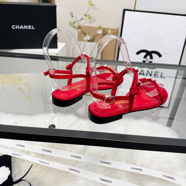 CC 2026 Pearl Sandal Red Satin Leather 692020