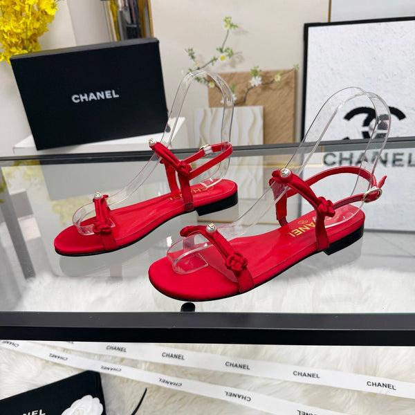 CC 2026 Pearl Sandal Red Satin Leather 692020