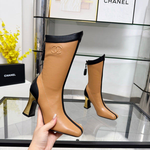 CC 26 FW Ankle Boots 8.5cm Black Brown Sheepskin 919943