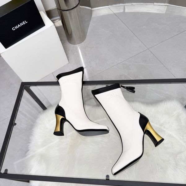 CC 26 FW Ankle Boots 8.5cm Black White Sheepskin 919945
