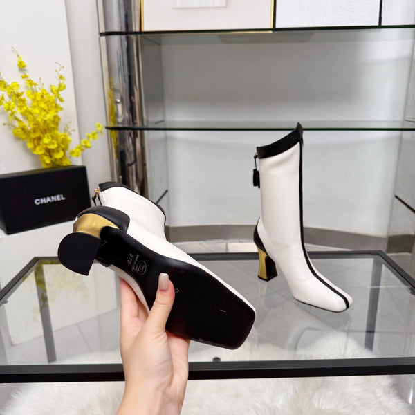 CC 26 FW Ankle Boots 8.5cm Black White Sheepskin 919945