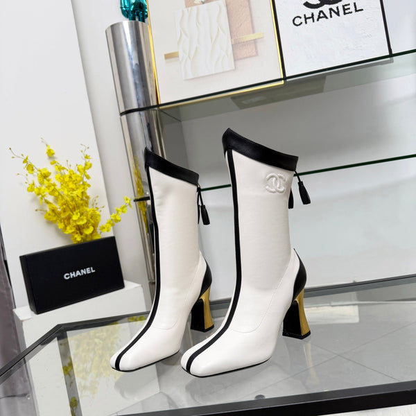 CC 26 FW Ankle Boots 8.5cm Black White Sheepskin 919945