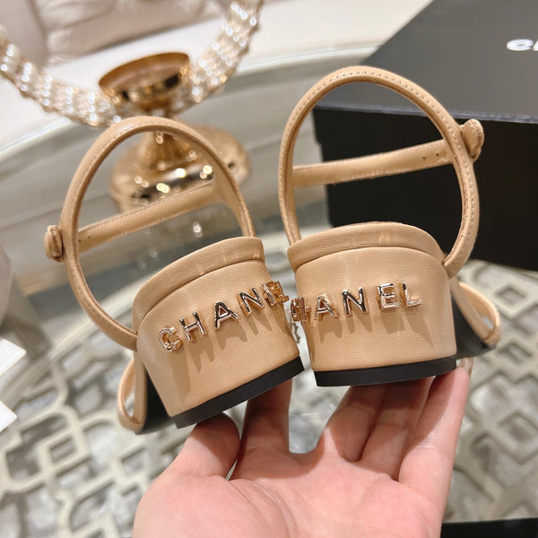 CC 25C 5CM Mid Heed Sandals Cream Italian Leather 213317