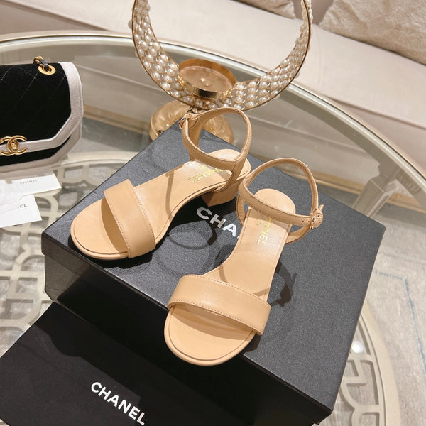 CC 25C 5CM Mid Heed Sandals Cream Italian Leather 213317