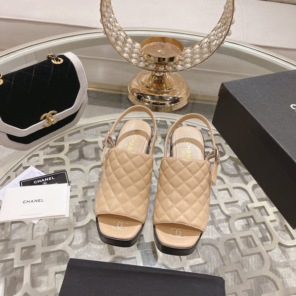 platform sandal 85 beige quilted calfskin
