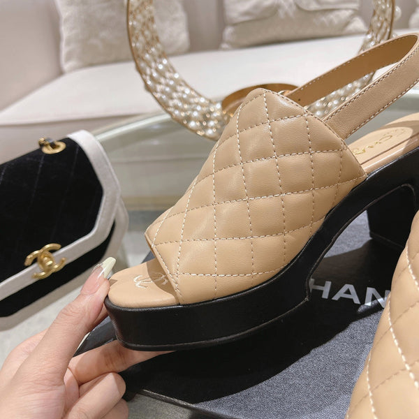 platform sandal 85 beige quilted calfskin