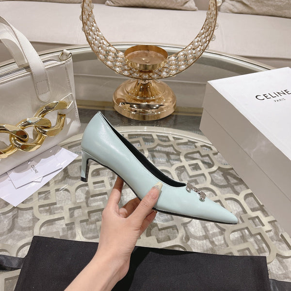 HIGH-HEELS 5 CM IN POWDER BLUE CALFSKIN