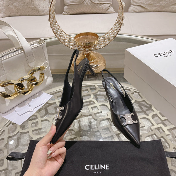 HIGH SLINGBACK 5 CM IN BLACK CALFSKIN