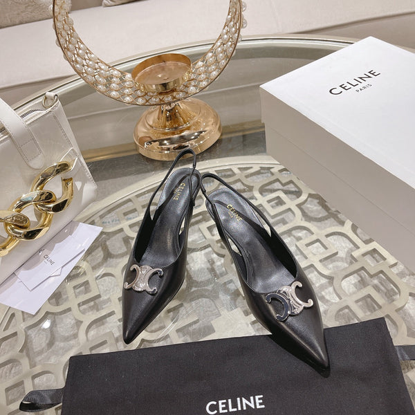 HIGH SLINGBACK 5 CM IN BLACK CALFSKIN